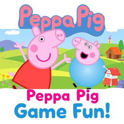 A vibrant and eye-catching YouTube thumbnail for a "Peppa Pig: The Game" gameplay video