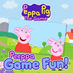 A vibrant and eye-catching YouTube thumbnail for a "Peppa Pig: The Game" gameplay video