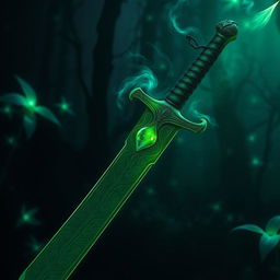 A legendary sword forged by a deity of poison, gleaming with a toxic green hue