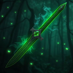 A legendary sword forged by a deity of poison, gleaming with a toxic green hue