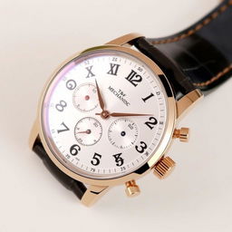 Elegant wristwatch featuring both Arabic and Roman numerals, designed with two small subdials