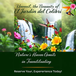 Promotional poster for the "El Jardín del Colibrí" nature reserve