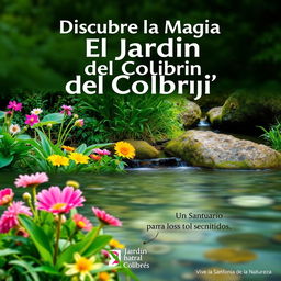 Póster publicitario para la reserva natural "El Jardín del Colibrí"