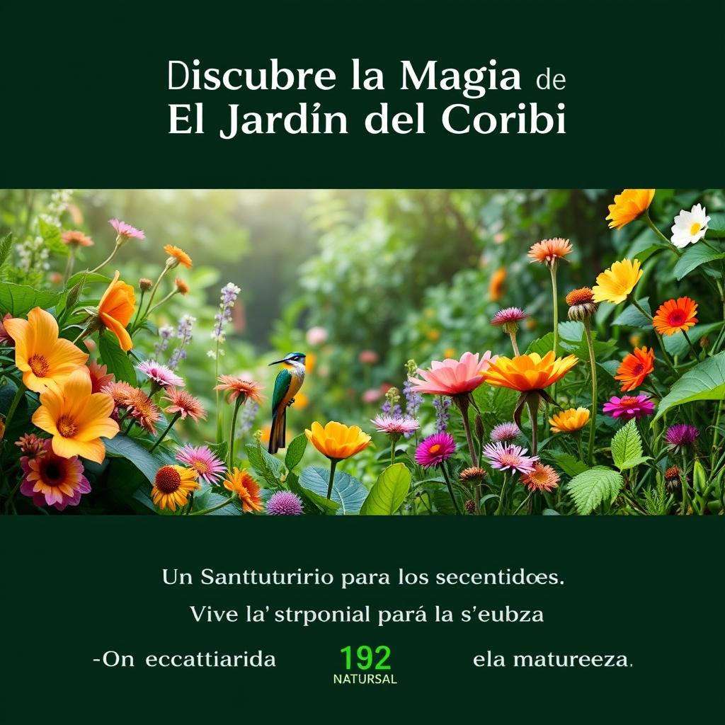 Póster publicitario para la reserva natural "El Jardín del Colibrí"