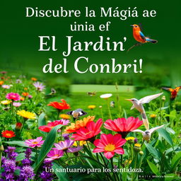 Póster publicitario para la reserva natural "El Jardín del Colibrí"