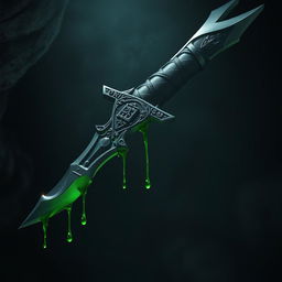 A highly realistic and evil-looking legendary sword, dripping with lethal poison from its blade