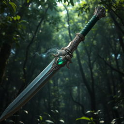 A legendary sword crafted by a god of poison, presenting a long and realistic structure with a sinister allure