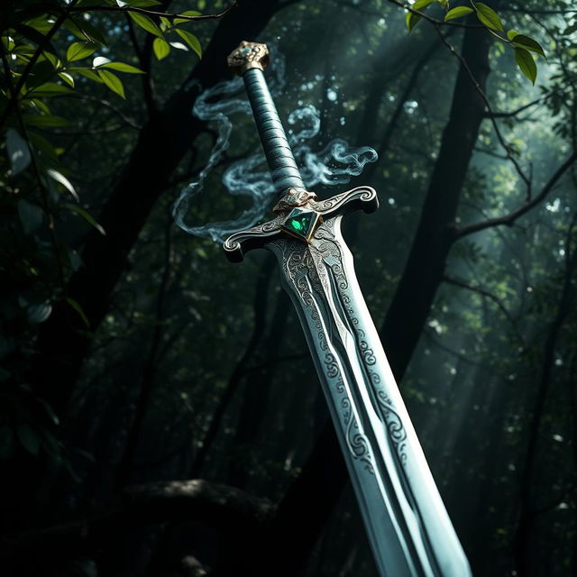 A legendary sword crafted by a god of poison, presenting a long and realistic structure with a sinister allure