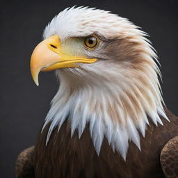 Generate an image of a majestic, proud eagle, its feathers gleaming in a display of refined nobility, valued at 1.