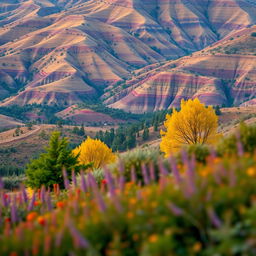 A picturesque landscape featuring a rich outdoor setting with no specific focus on objects or people