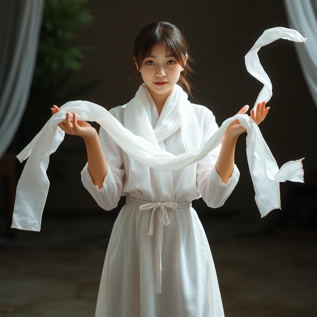 A girl with the unique ability to create an infinite number of white cloths from her hands