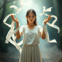 A girl with the unique ability to create an infinite number of white cloths from her hands