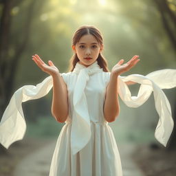 A girl with the unique ability to create an infinite number of white cloths from her hands