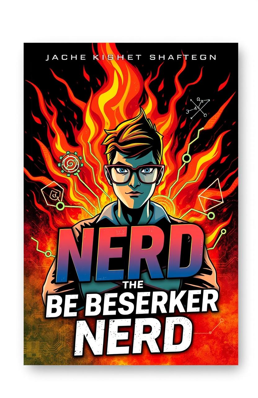 A striking book cover design titled "The Berserker Nerd" featuring an intense, fiery background symbolizing passion and energy