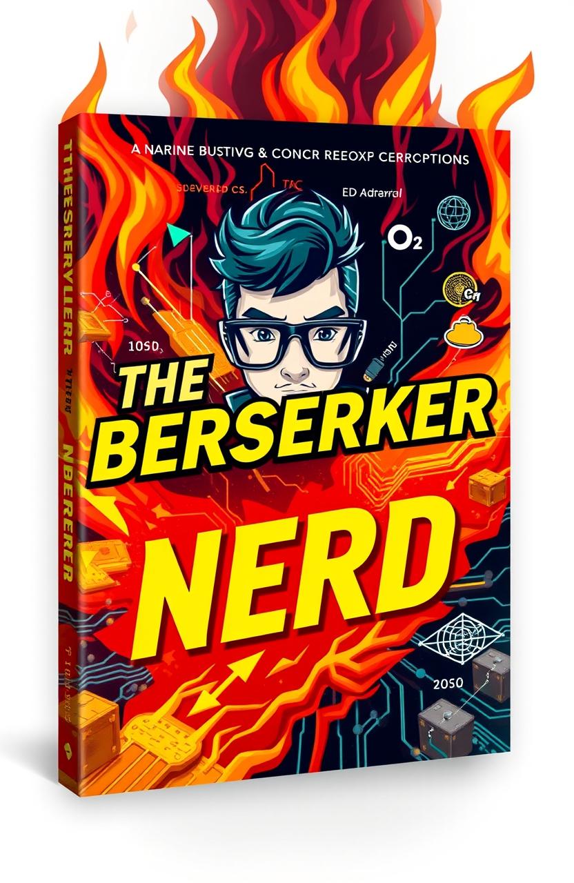 A striking book cover design titled "The Berserker Nerd" featuring an intense, fiery background symbolizing passion and energy