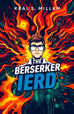 A striking book cover design titled "The Berserker Nerd" featuring an intense, fiery background symbolizing passion and energy