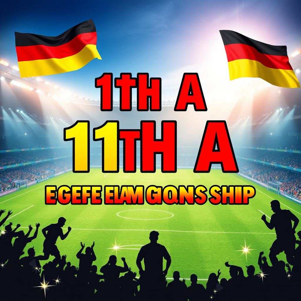 A horizontal poster promoting the 11th A class as the representatives of Germany in a football championship