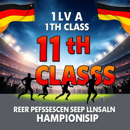 A horizontal poster promoting the 11th A class as the representatives of Germany in a football championship