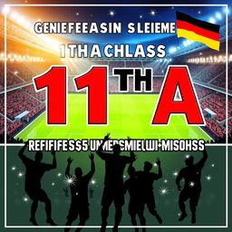 A horizontal poster promoting the 11th A class as the representatives of Germany in a football championship