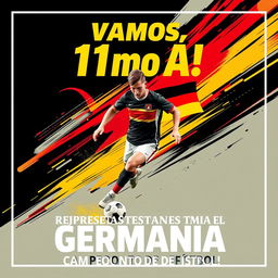 A vibrant and energetic soccer poster promoting the 11th grade A team, representing Germany