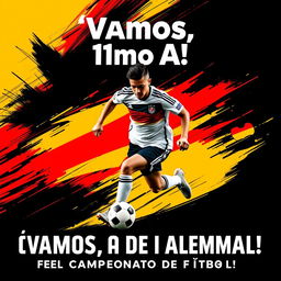 A vibrant and energetic soccer poster promoting the 11th grade A team, representing Germany