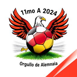 Un cartel inspirador que promueva la promoción de la clase 11mo A 2024, representando a Alemania en el campeonato de fútbol