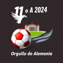 Un cartel inspirador que promueva la promoción de la clase 11mo A 2024, representando a Alemania en el campeonato de fútbol