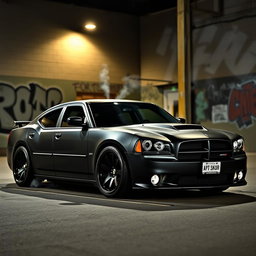 A 2007 Dodge Charger SRT8 with a distinct chopped roof design, embodying a hooligan aesthetic
