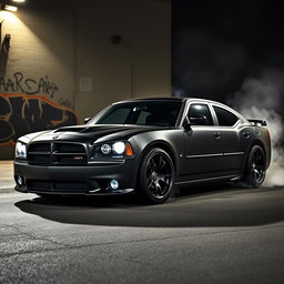 A 2007 Dodge Charger SRT8 with a distinct chopped roof design, embodying a hooligan aesthetic
