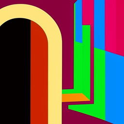 A vibrant and stylish Pop Art inspired arch design featuring bold, contrasting colors, and geometric shapes.