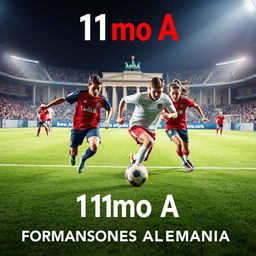 Un cartel inspirador para la promoción de secundaria del 11mo A, representando a Alemania en el campeonato de fútbol