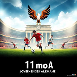 Un póster atractivo y moderno para la promoción del 11mo A, destacando a los jóvenes de Alemania en el campeonato de fútbol