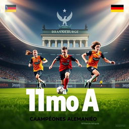 Un póster atractivo y moderno para la promoción del 11mo A, destacando a los jóvenes de Alemania en el campeonato de fútbol