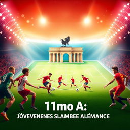 Un póster atractivo y moderno para la promoción del 11mo A, destacando a los jóvenes de Alemania en el campeonato de fútbol