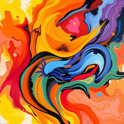 A vibrant and colorful abstract piece, inspired by the harmony and fluidity of natural forms