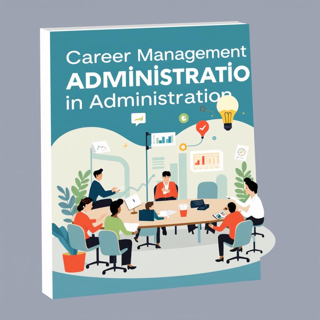 A book cover featuring vector art symbolizing career management in the administration market