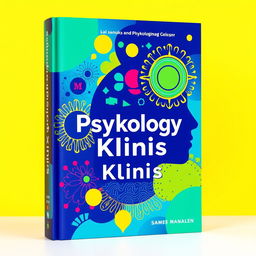 A bright and energetic book cover for a clinical psychology book, featuring abstract representations of mental health and wellness without any depiction of a human head