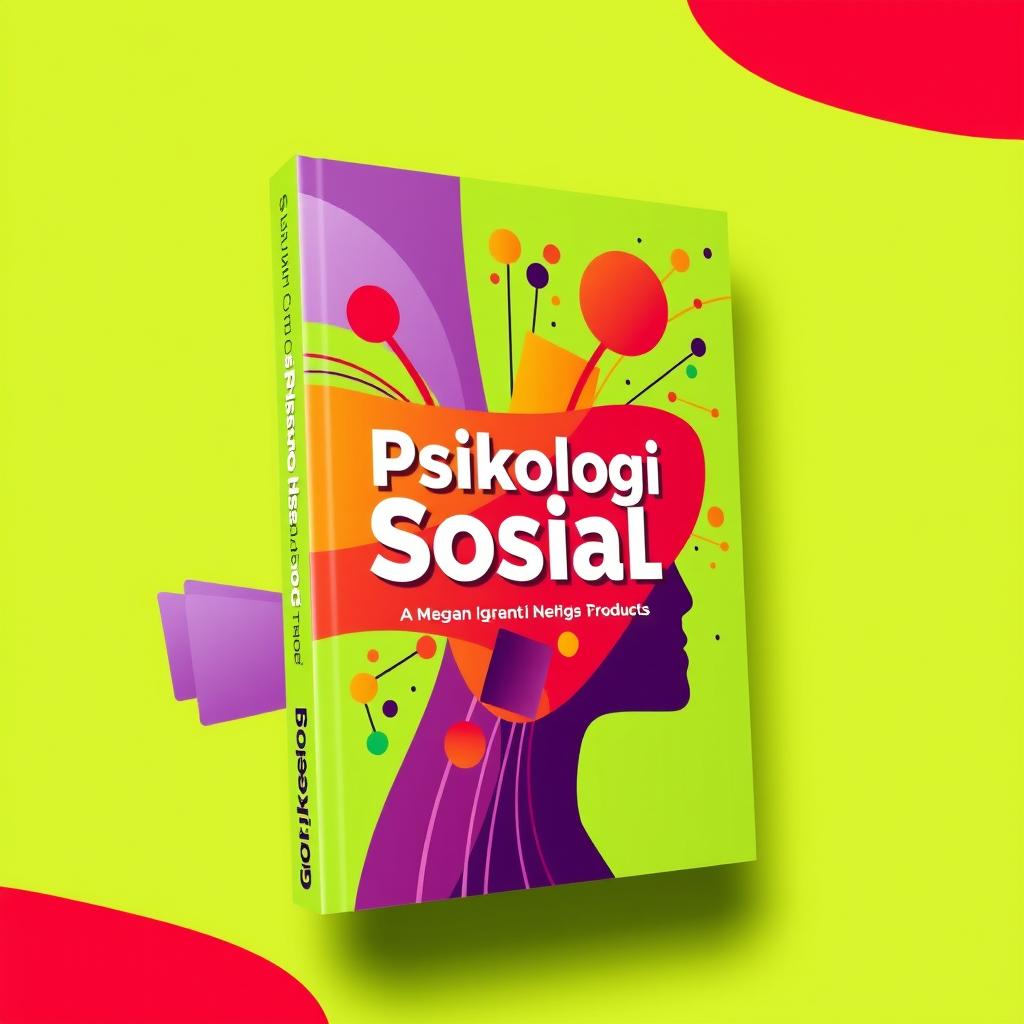 A bright and energetic book cover for a social psychology book, featuring dynamic and colorful elements that represent social interaction and human relationships without any depiction of a human head