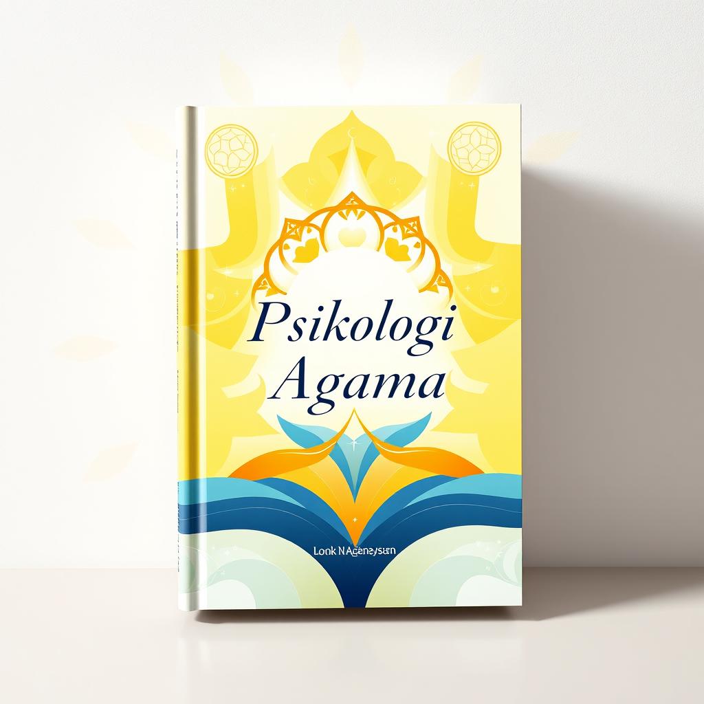 A bright and inspiring book cover for a psychology of religion book, featuring symbolic and abstract design elements representing spiritual growth and understanding without any depiction of a human head