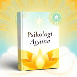 A bright and inspiring book cover for a psychology of religion book, featuring symbolic and abstract design elements representing spiritual growth and understanding without any depiction of a human head