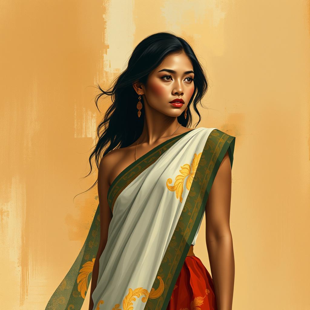 A figurative representation of an Indonesian woman, capturing the essence of beauty, grace, and cultural richness