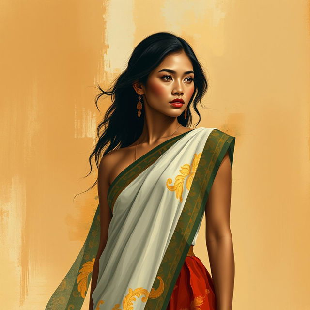 A figurative representation of an Indonesian woman, capturing the essence of beauty, grace, and cultural richness