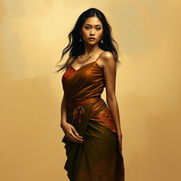 A figurative representation of an Indonesian woman, capturing the essence of beauty, grace, and cultural richness