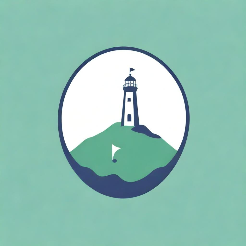 Design a simplistic logo for a golf course that is celebrating its 50th anniversary, incorporating elements of the existing club logos, especially the lighthouse, and suitable for embroidery.