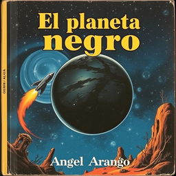 A vintage sci-fi cover for a book titled "El planeta negro" by Angel Arango