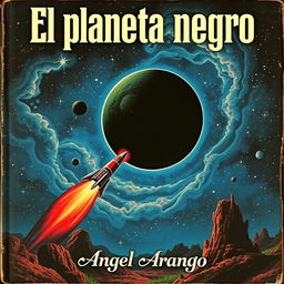 A vintage sci-fi cover for a book titled "El planeta negro" by Angel Arango