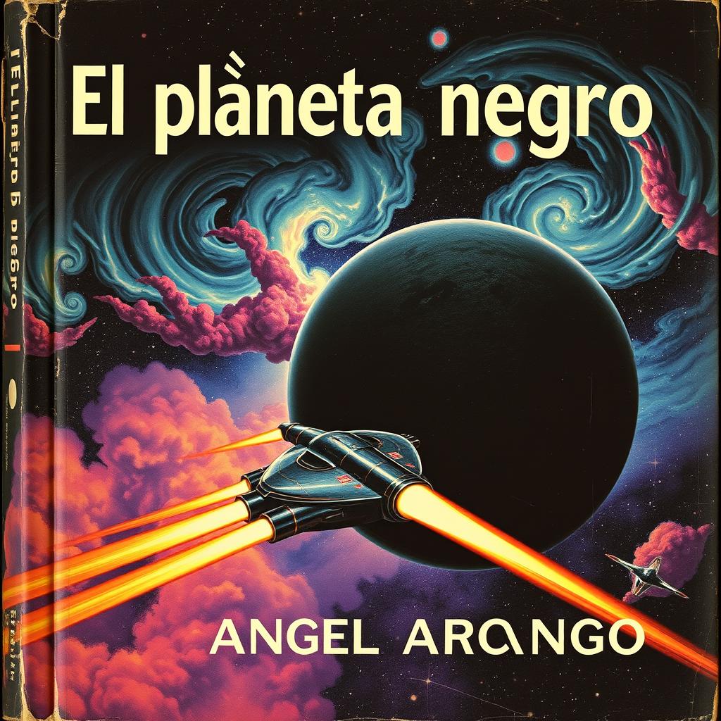 A vintage sci-fi paperback cover design for a book titled "El planeta negro" by Angel Arango