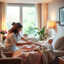 A serene and comforting scene inside a hospice room