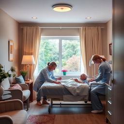 A serene and comforting scene inside a hospice room