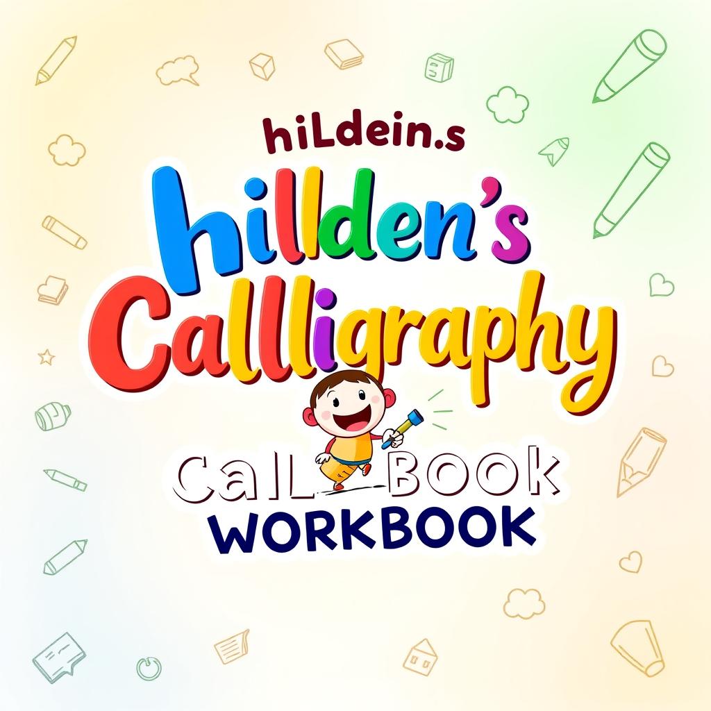 A vibrant and playful book cover for a children's calligraphy workbook